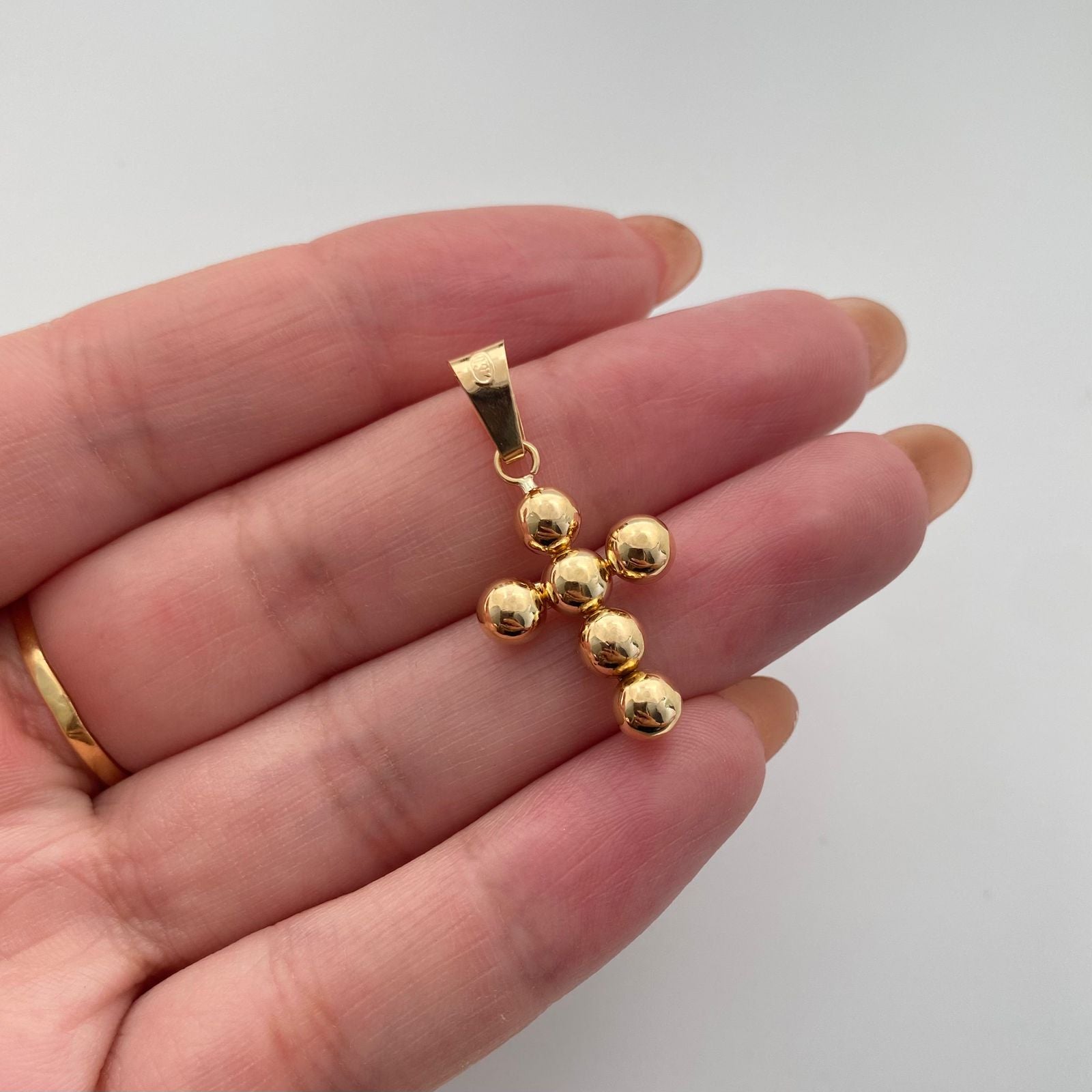 Dije cruz balines inflados Oro amarillo 18k 1,25 Gr / 3,2 Cm