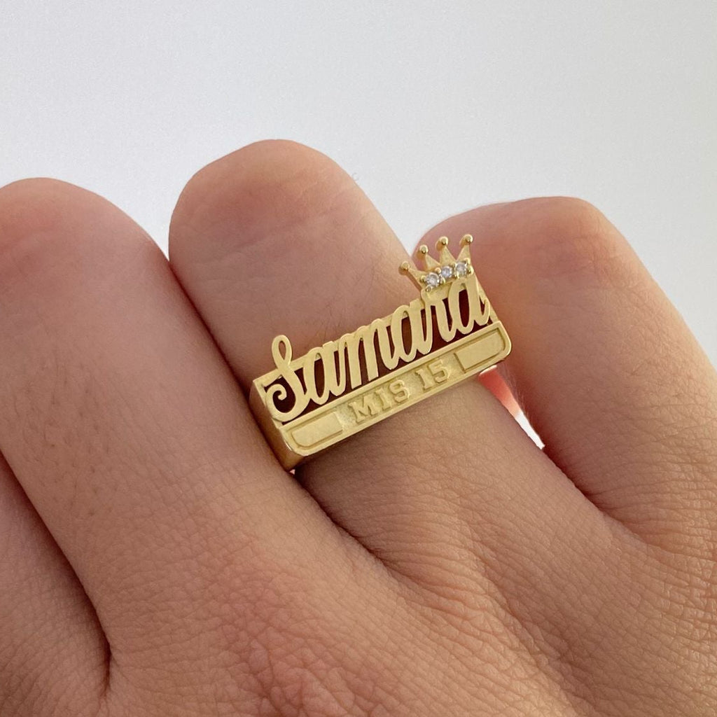 Anillo nombre Samara corona casting (POR FABRICACION) Oro amarillo 18k / Talla 7 / 6,65 Gr