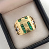 Anillo cruz lisa casting verde lateral  Oro amarillo 18k / Talla 11 / 6 Gr