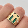 Anillo cruz lisa casting verde lateral  Oro amarillo 18k / Talla 11 / 6 Gr
