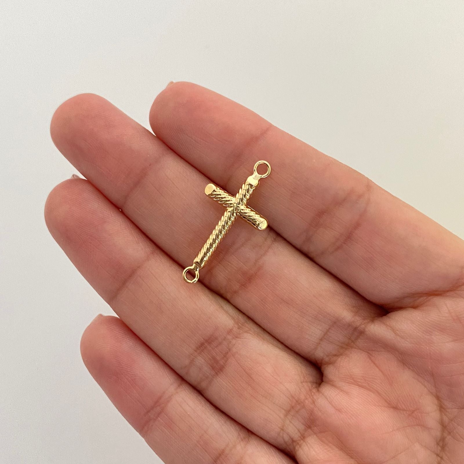 Herraje cruz diamantada Oro amarillo 18k 0,8 Gr / 2,2 Cm