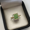 Anillo centro cuadro casting verde Oro amarillo 18k / Talla 6 34 / 2,4 Gr