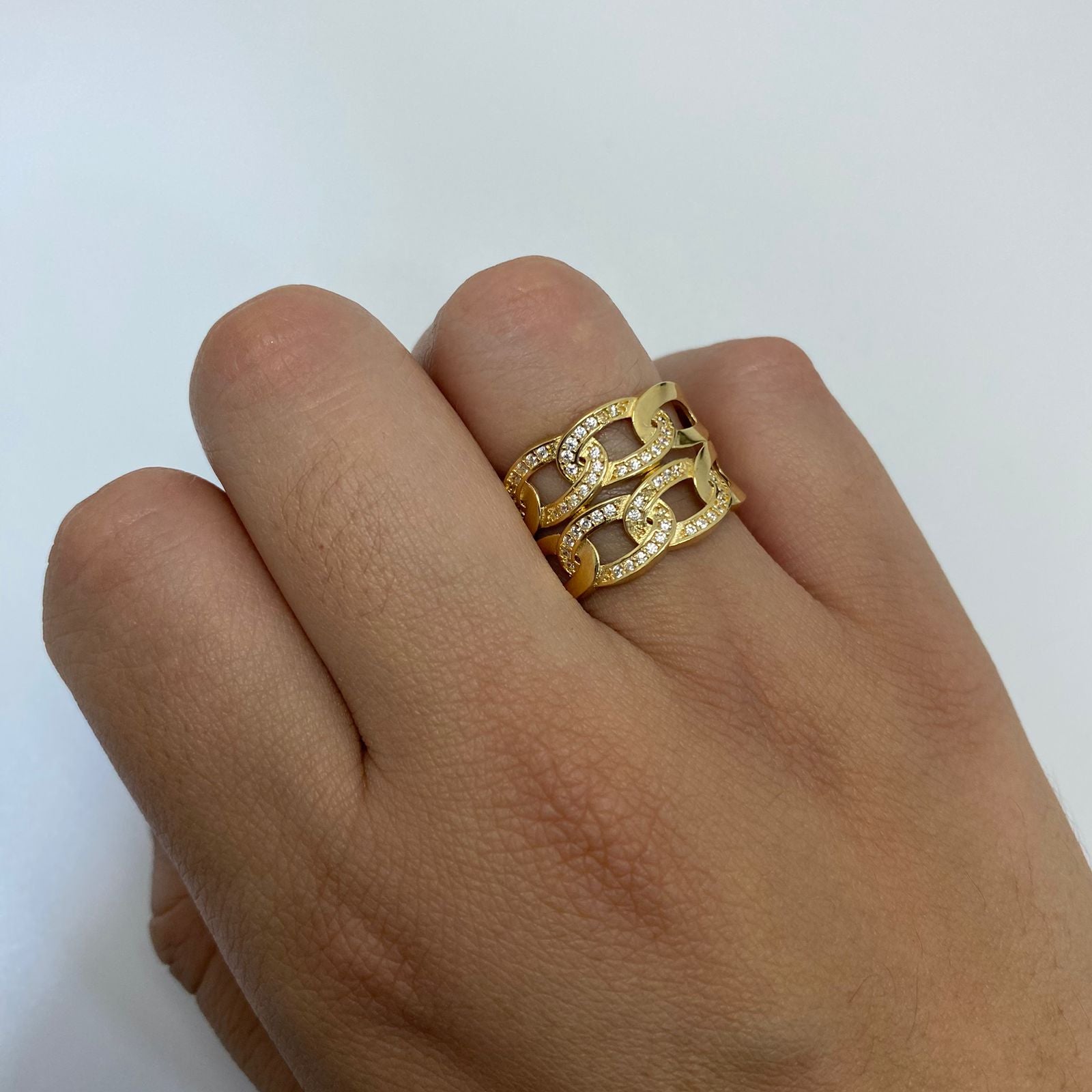 Anillo doble cubano casting Oro amarillo 18k / Talla 7 / 3,65 Gr