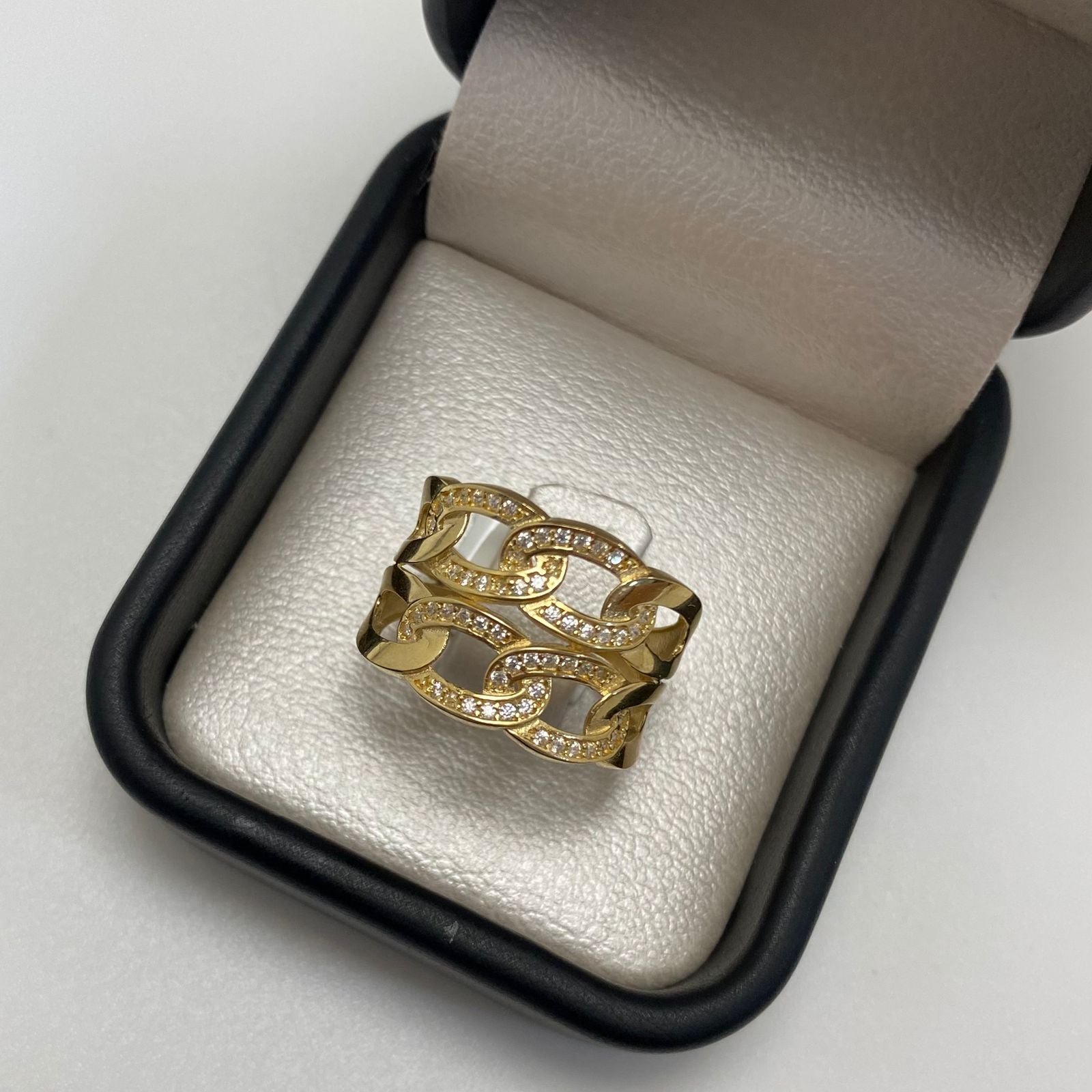 Anillo doble cubano casting Oro amarillo 18k / Talla 7 / 3,65 Gr