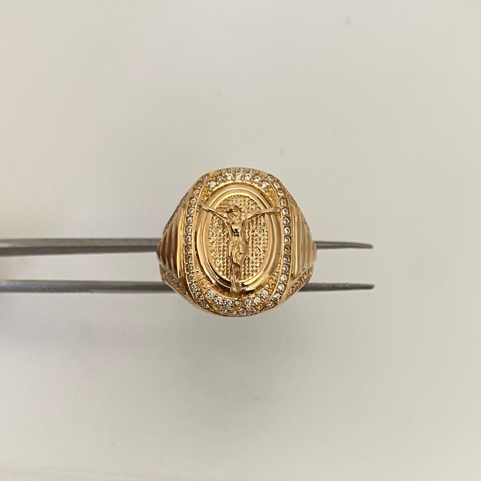 Anillo cristo casting Oro amarillo 18k / Talla 10 12 / 9,75 Gr
