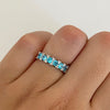 Anillo circones azules borde diamantes (POR FABRICACION) Oro blanco 18k / Talla 6 / 3,7 Gr
