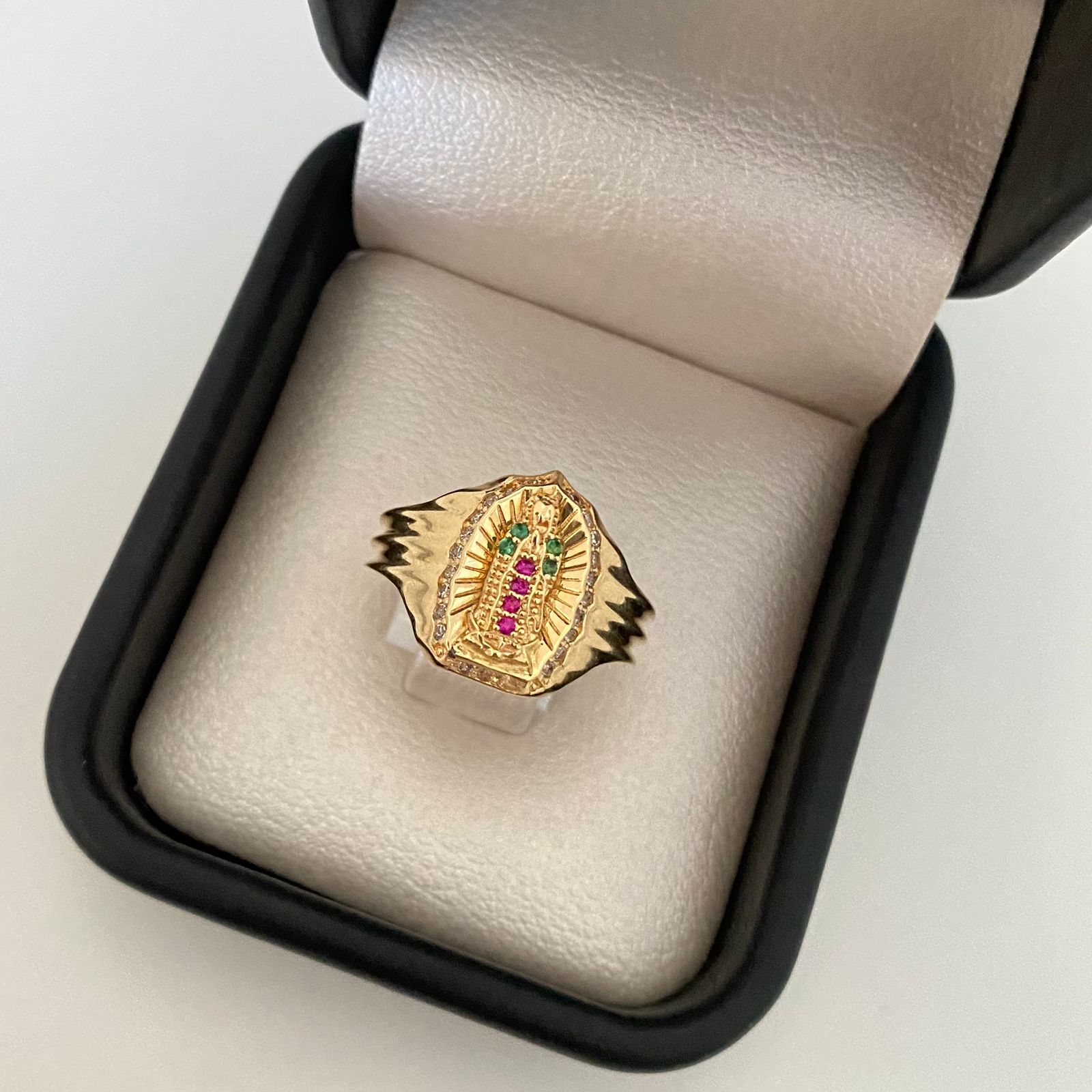 Anillo virgen guadalupe casting Oro amarillo 18k / Talla 6 1/2 / 4,1 Gr