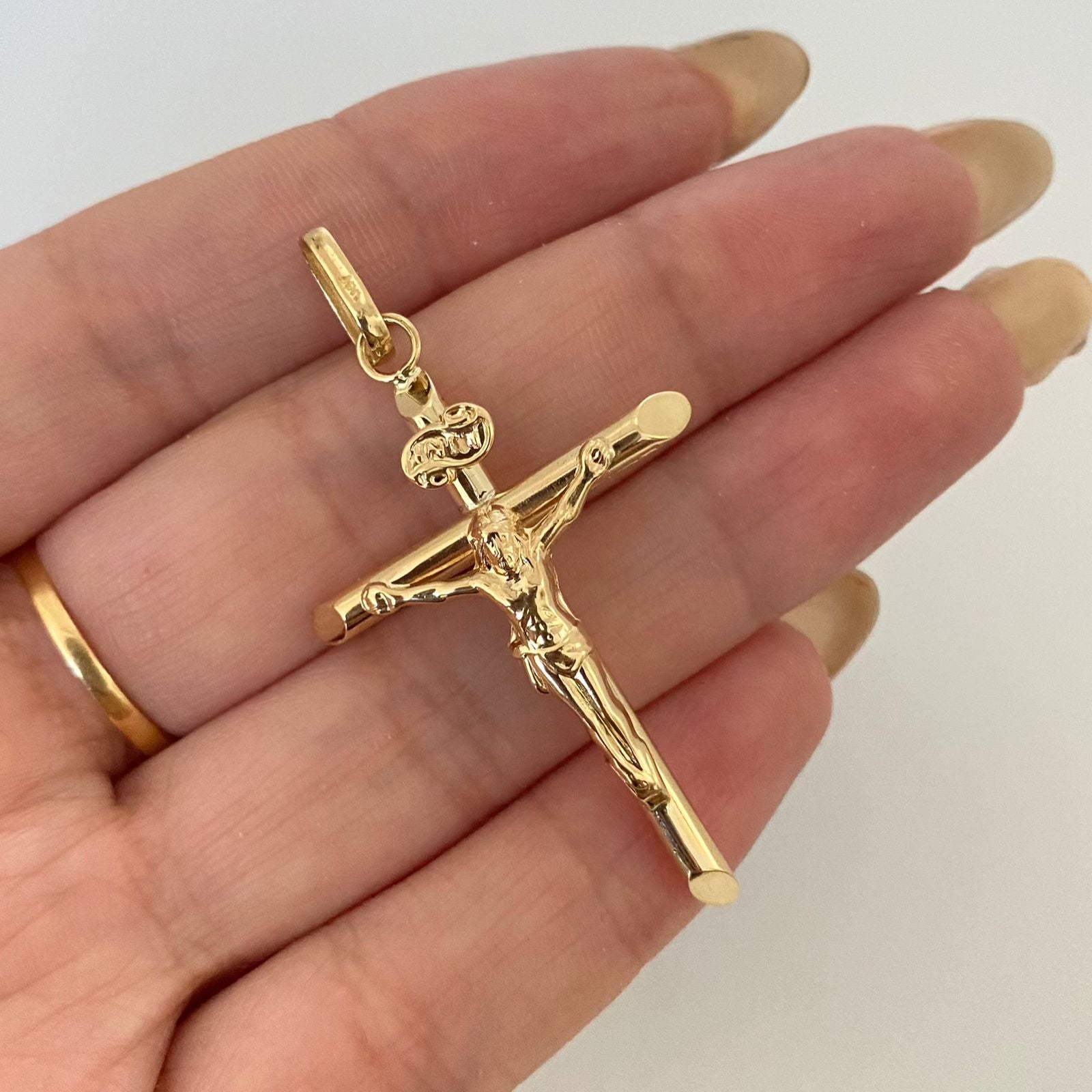 Dije cruz cristo liso Oro amarillo 18k 1,4 Gr / 4,5 Cm