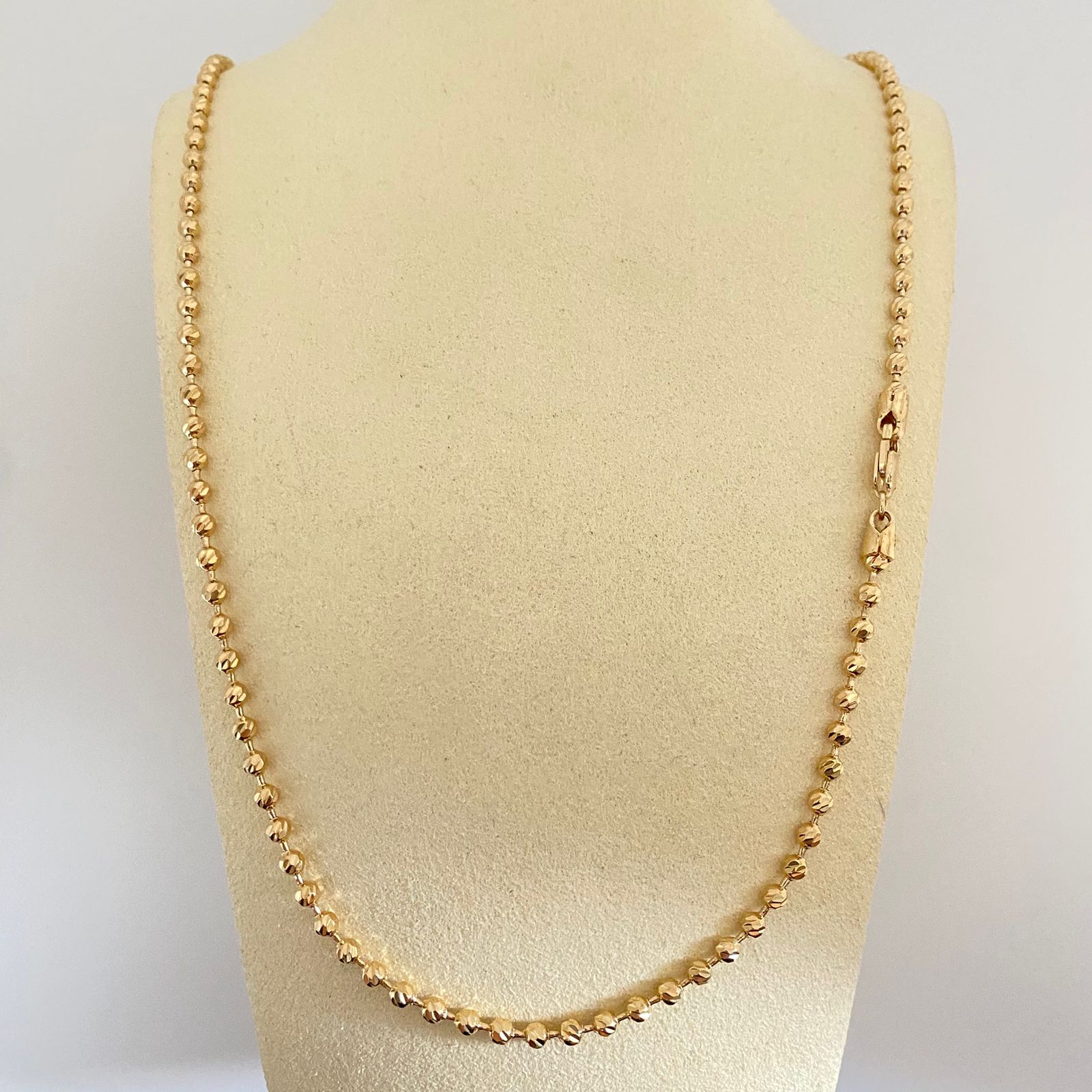 Cadena militar balin diamantado #3 Oro amarillo 18k +1 / 17,45 Gr / 60 cm Broche 0,60