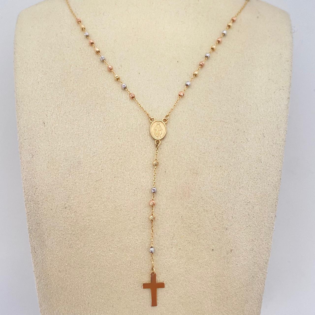 Rosario It balines lisos virgen milagrosa Tres oros 18k +4 / 3,5 Gr / 2,0 mm / 45 Cm