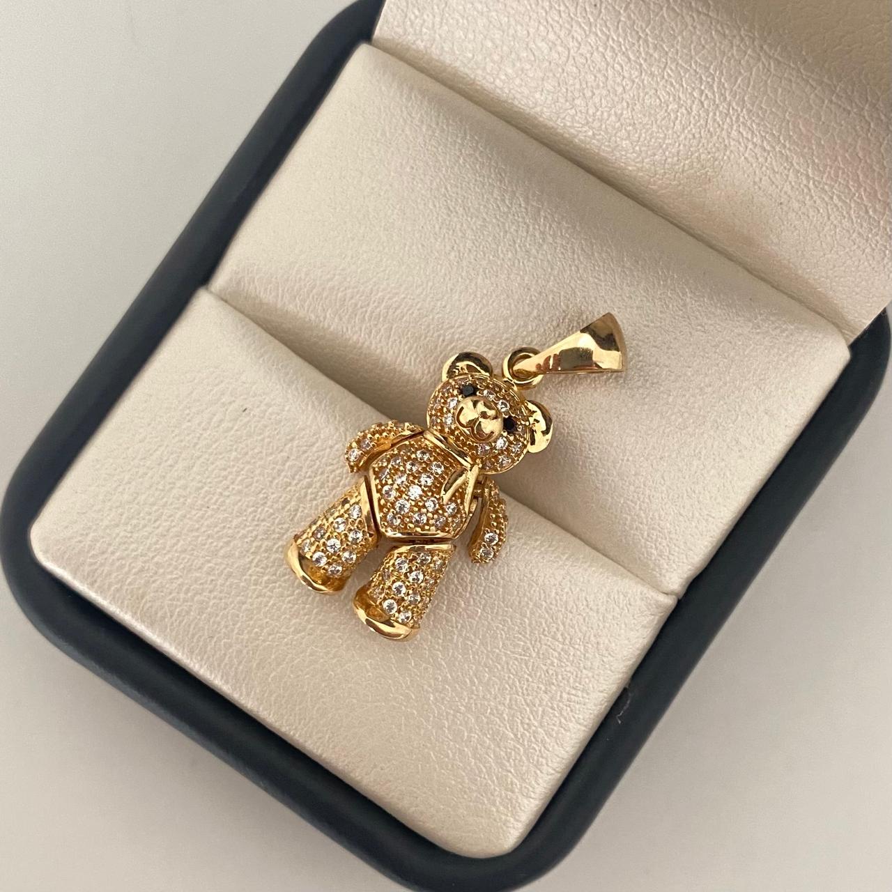 Dije oso articulado ojos negros Oro amarillo 18k 4,85 Gr / 3,0 Cm