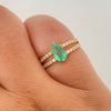Anillo doble linea casting esmeralda gota (POR FABRICACIÓN) Oro amarillo 18k / Talla 7 / 2,50 Gr