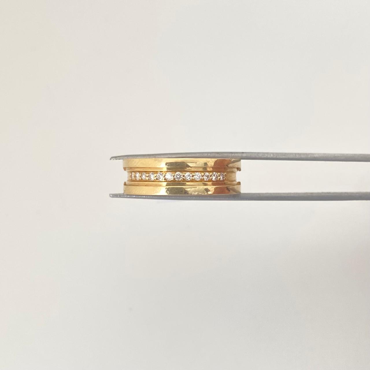 Anillo grabado BV centro diamantes Oro amarillo 18k / Talla 6 3/4 / 7,4 Gr / 6,3 mm