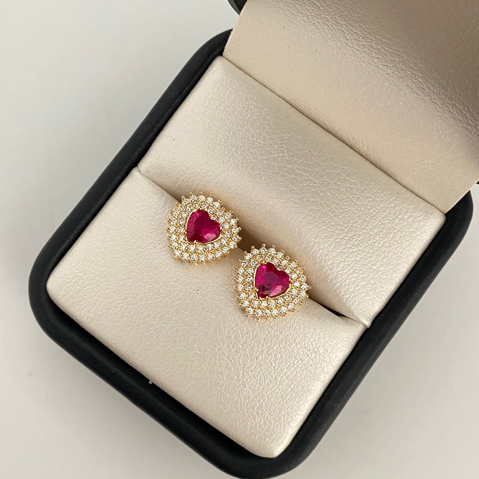 Topos corazón casting centro fucsia Oro amarillo 18k 2,90 Gr / 11,4 mm