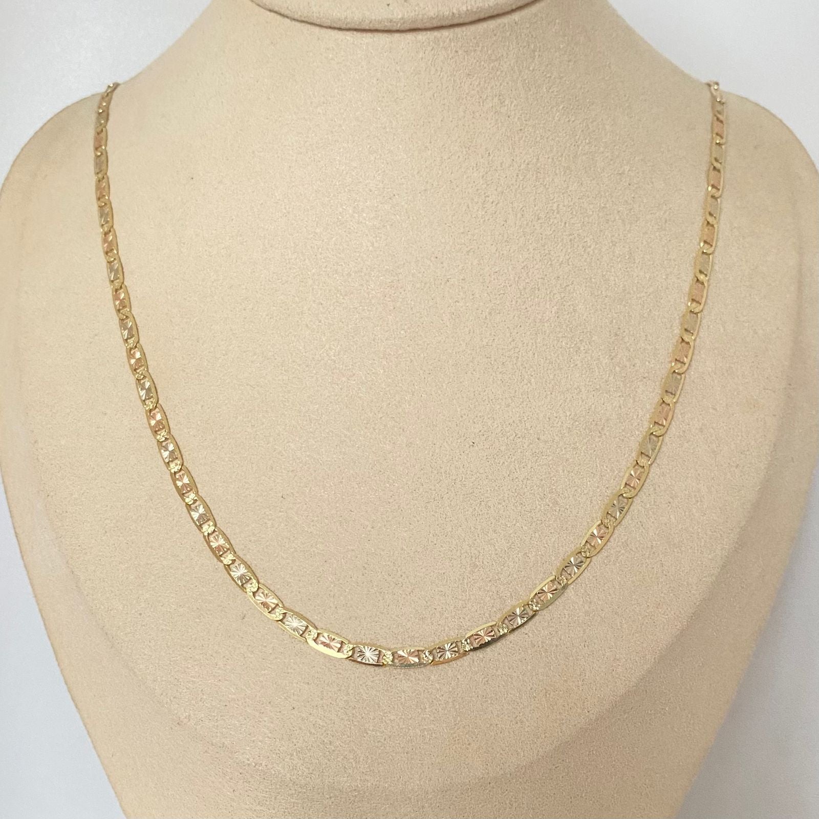 Cadena It plana diamantada Tres oros 18k 9,75 Gr / 3,2 mm / 60 Cm