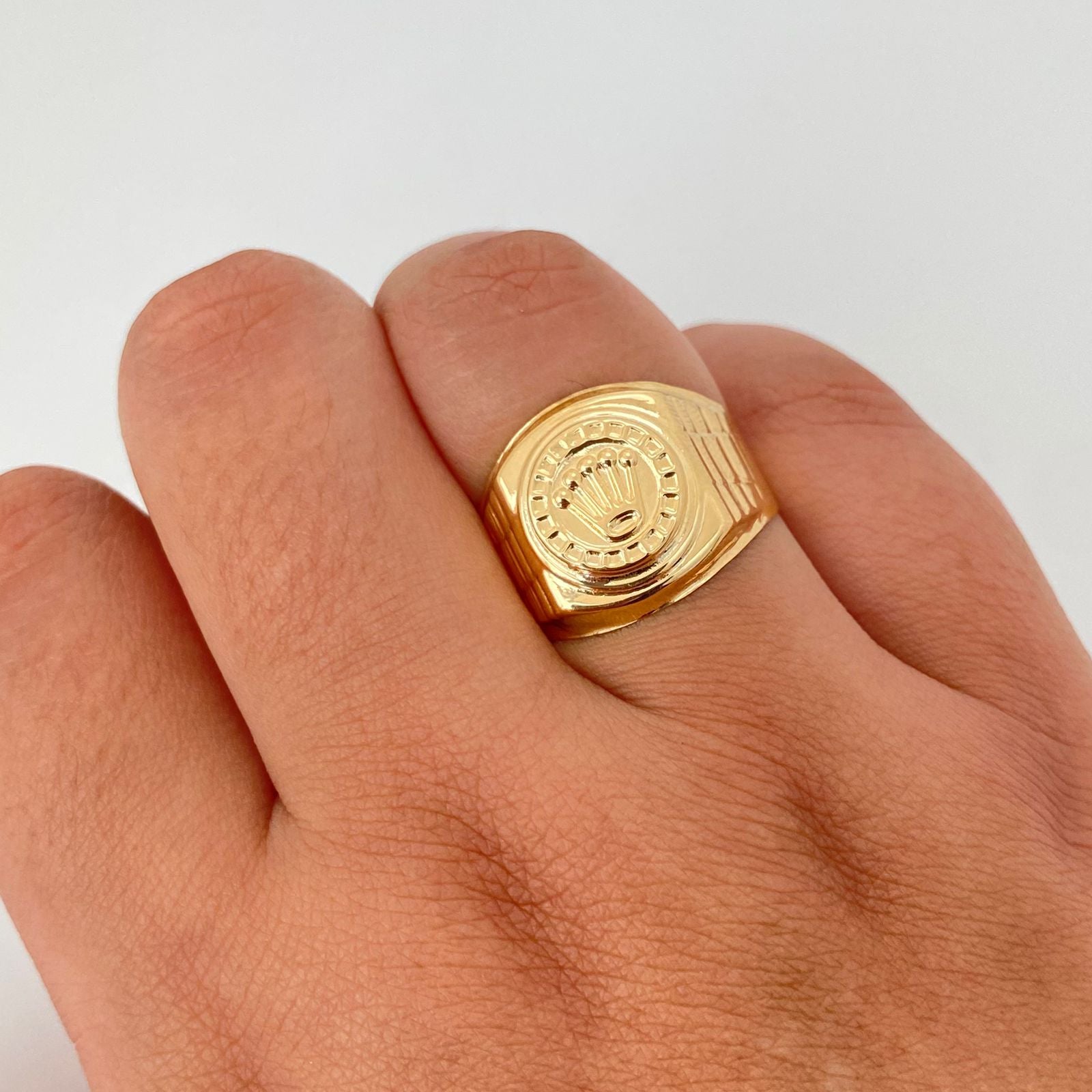 Anillo troquelado circulo rx Oro amarillo 18k / Talla 10 / 3,5 Gr