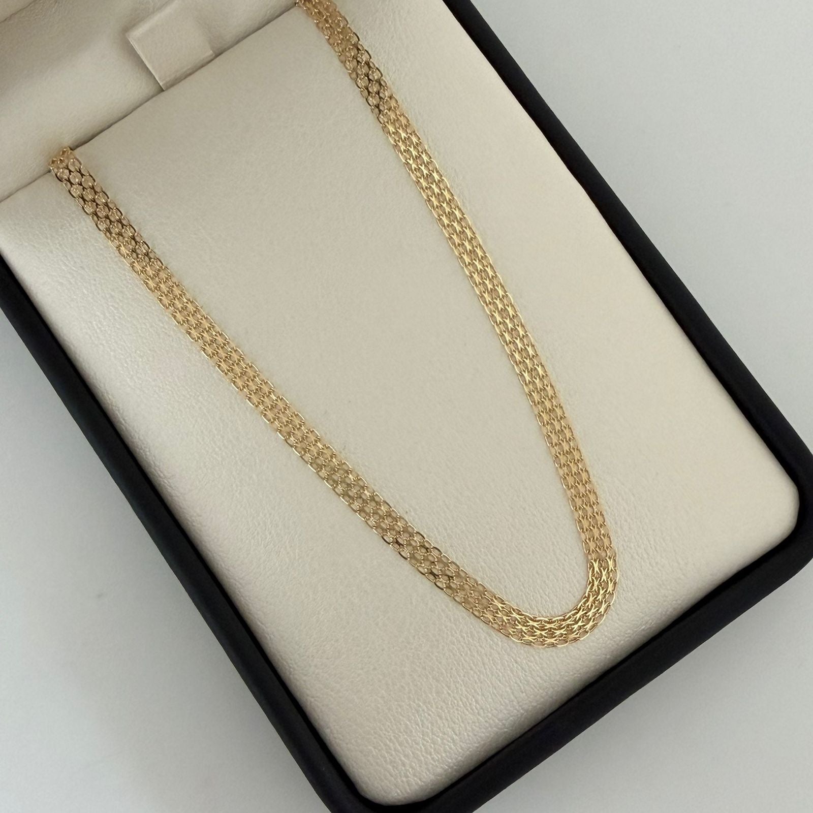 Cadena It china espejo doble carril Oro amarillo 18k +1 / 4,8 Gr / 3 mm / 50 Cm