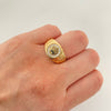 Anillo rx con swarovski blanco (POR FABRICACION)  Oro amarillo 18k / Talla 7 1/2 / 6,5 Gr