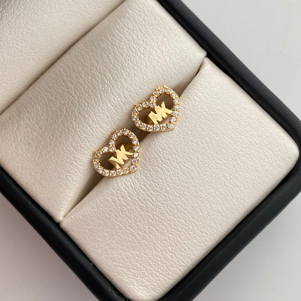 Topos corazon mk con circones blancos  Oro amarillo 18k 1,1 Gr / 9,6 mm