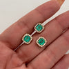Topos y herraje con esmeralda y diamantes ( POR FABRICACION )  Oro amarillo 18k 4,75 Gr / 8,4 mm