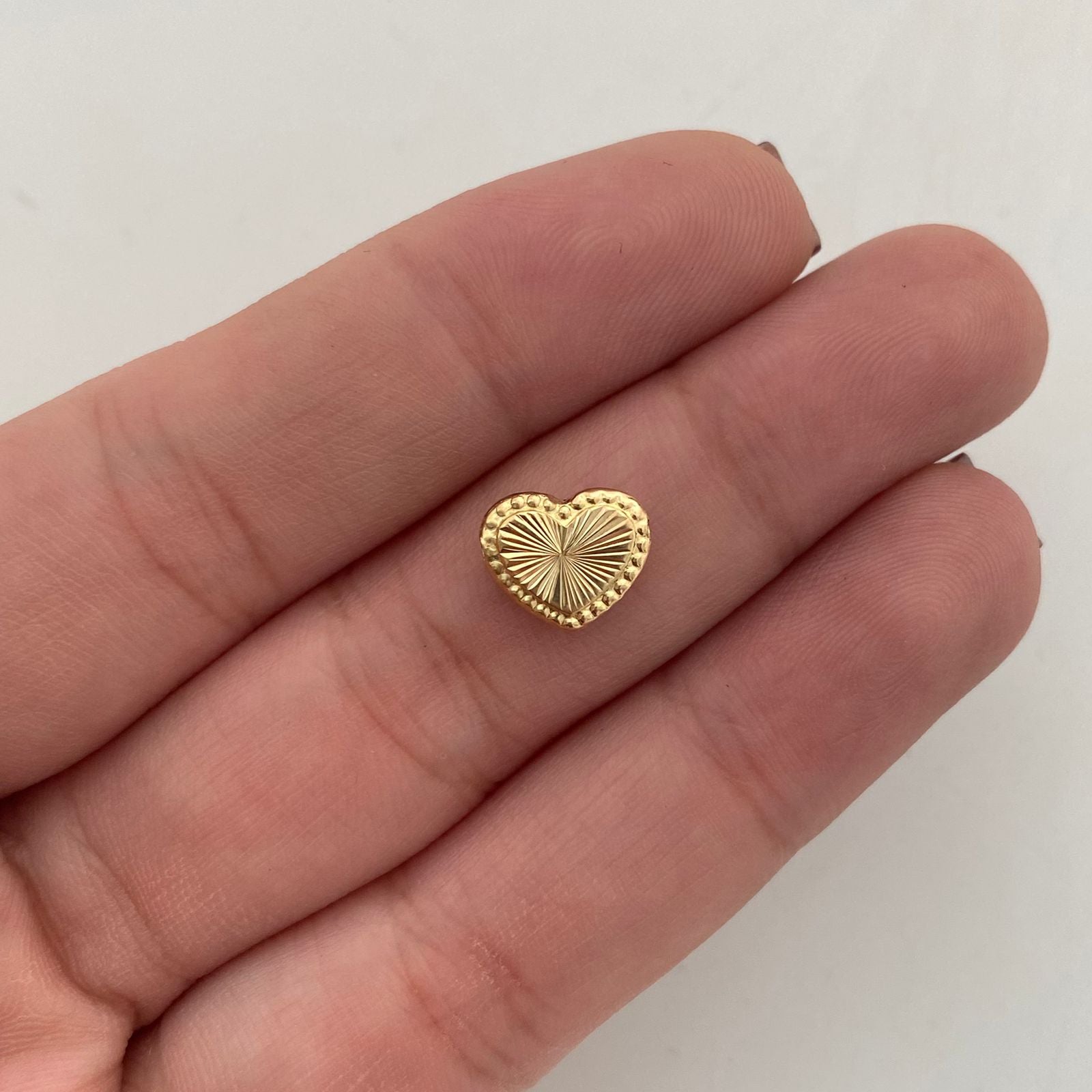 Herraje Pasante corazon diamantado Oro amarillo 18k 0,35 Gr / 0,8 Cm