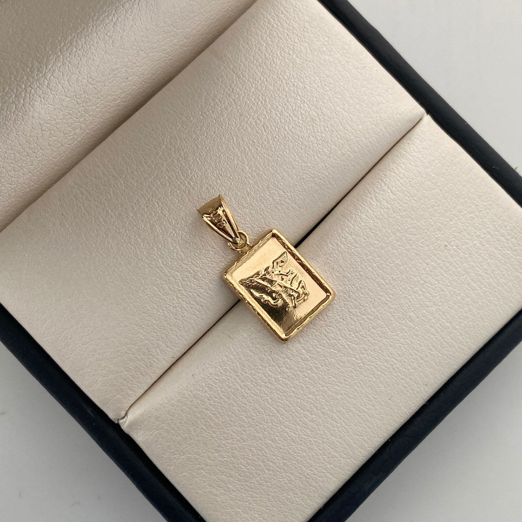 Dije Placa San Miguel Arcangel Oro amarillo 18k 0,95 Gr / 10,3 mm / 2,1 Cm
