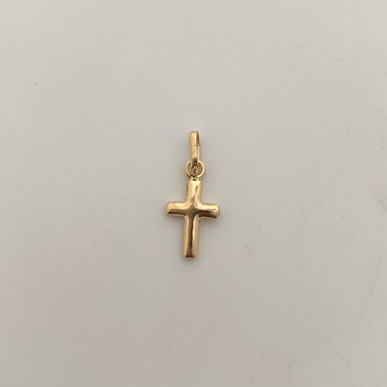 Dije Cruz lisa Oro amarillo 18k 0,4 Gr / 8 mm / 1,8 Cm