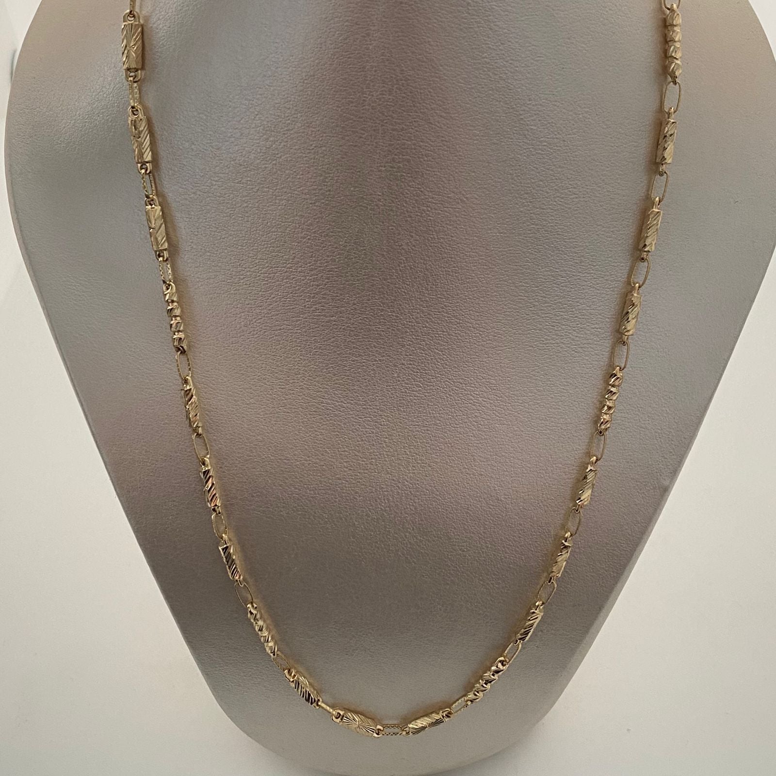 cadena rustica cilindro diamantado oro amarillo 18k 12,65 gr / 3,3 mm / 60 cm broche 0,60