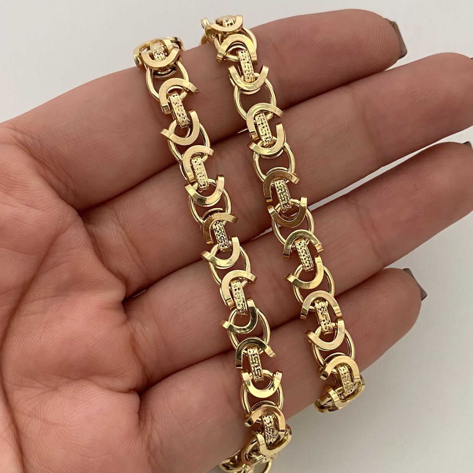 Cadena It Tejido Especial Medio aro Vs Oro amarillo 18k +4 / 17,8 Gr / 7 mm / 60 Cm