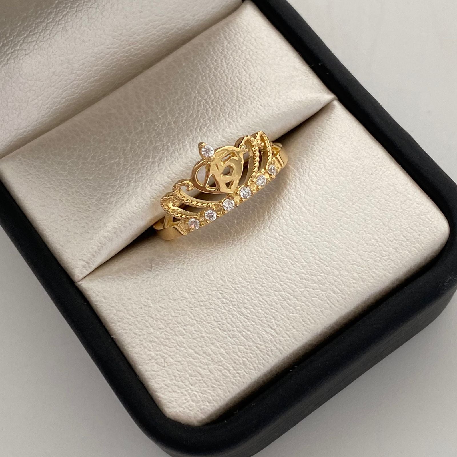 Anillo 15 Casting Blanco Oro amarillo 18k / Talla 8 / 2,5 Gr