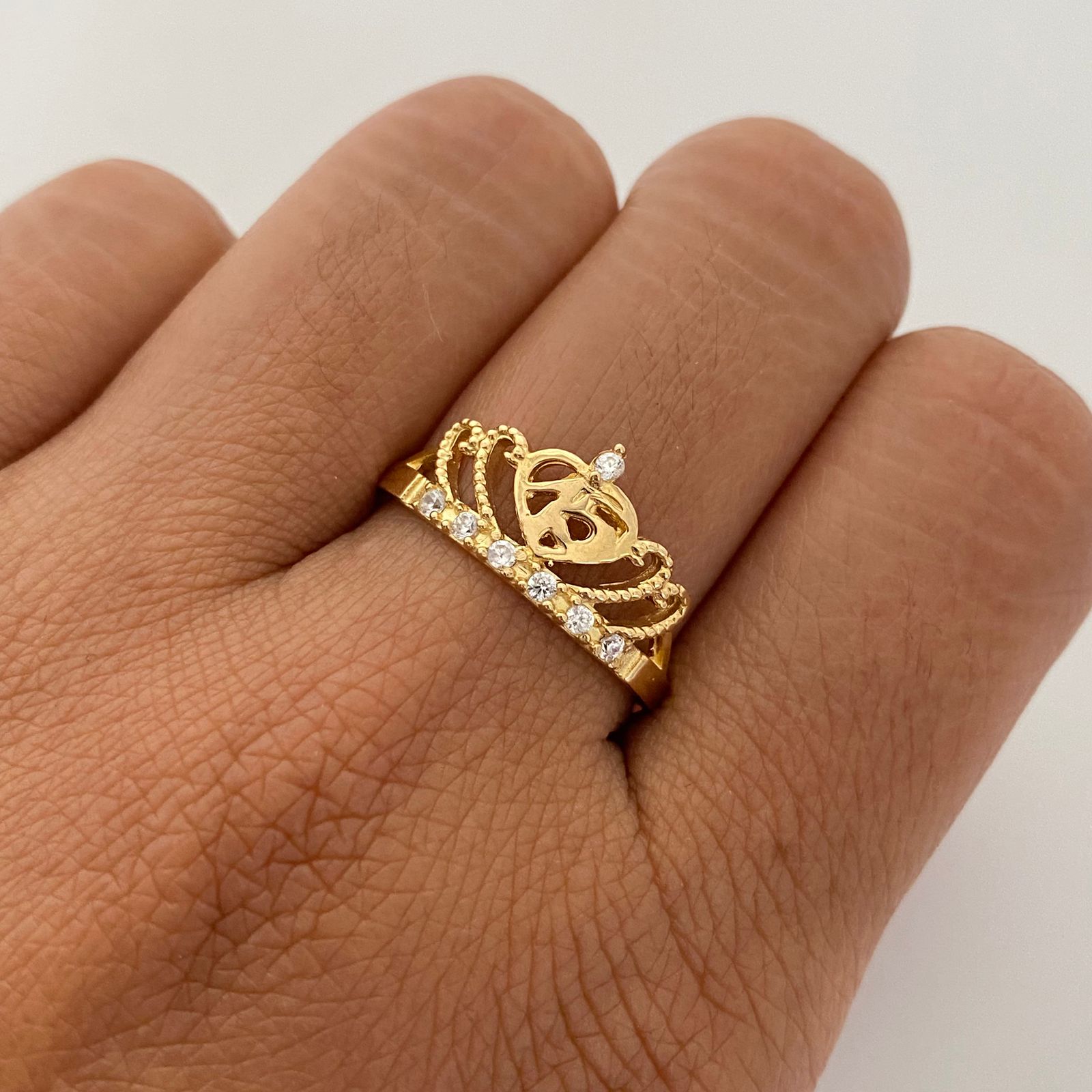 Anillo 15 Casting Blanco Oro amarillo 18k / Talla 8 / 2,5 Gr