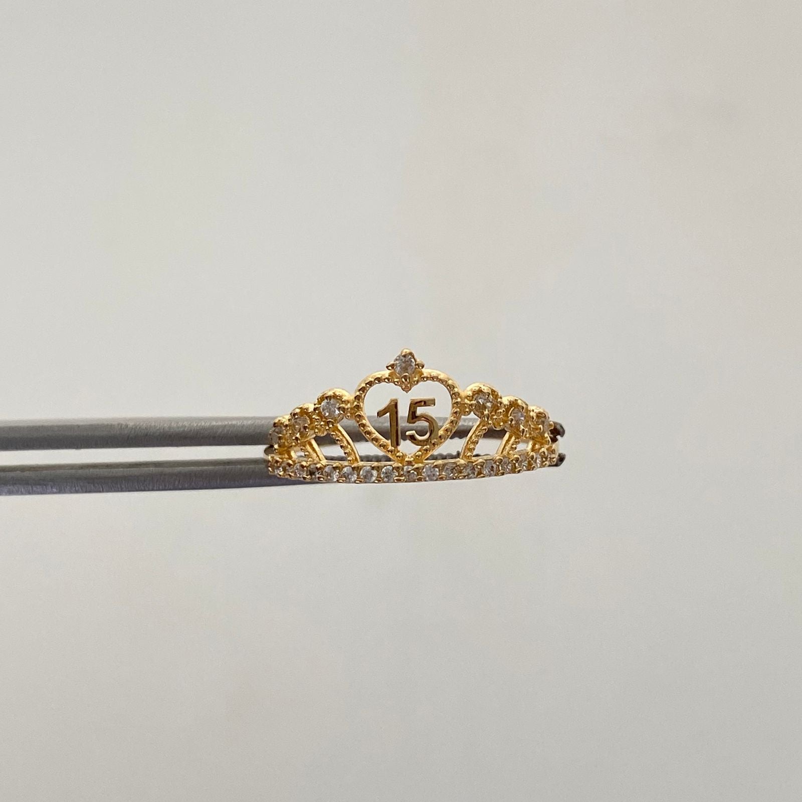 Anillo 15 Casting Blanco Oro amarillo 18k / Talla 7 / 1,95 Gr
