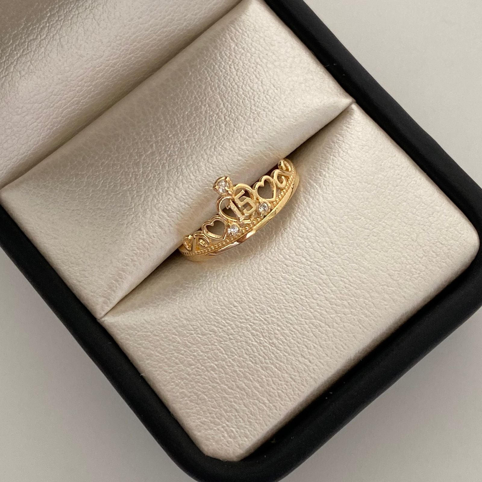 Anillo 15 Corazon Casting Oro amarillo 18k / Talla 7 / 2,15 Gr