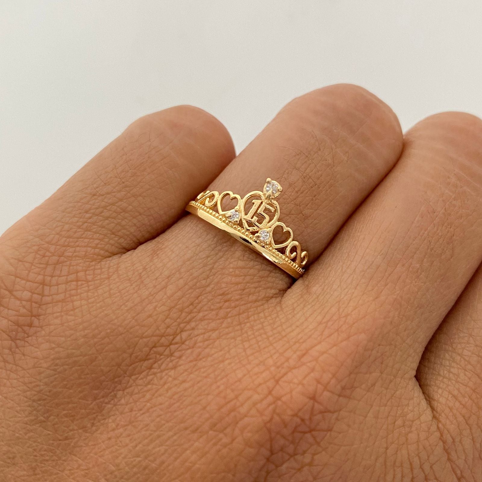 Anillo 15 Corazon Casting Oro amarillo 18k / Talla 7 / 2,15 Gr