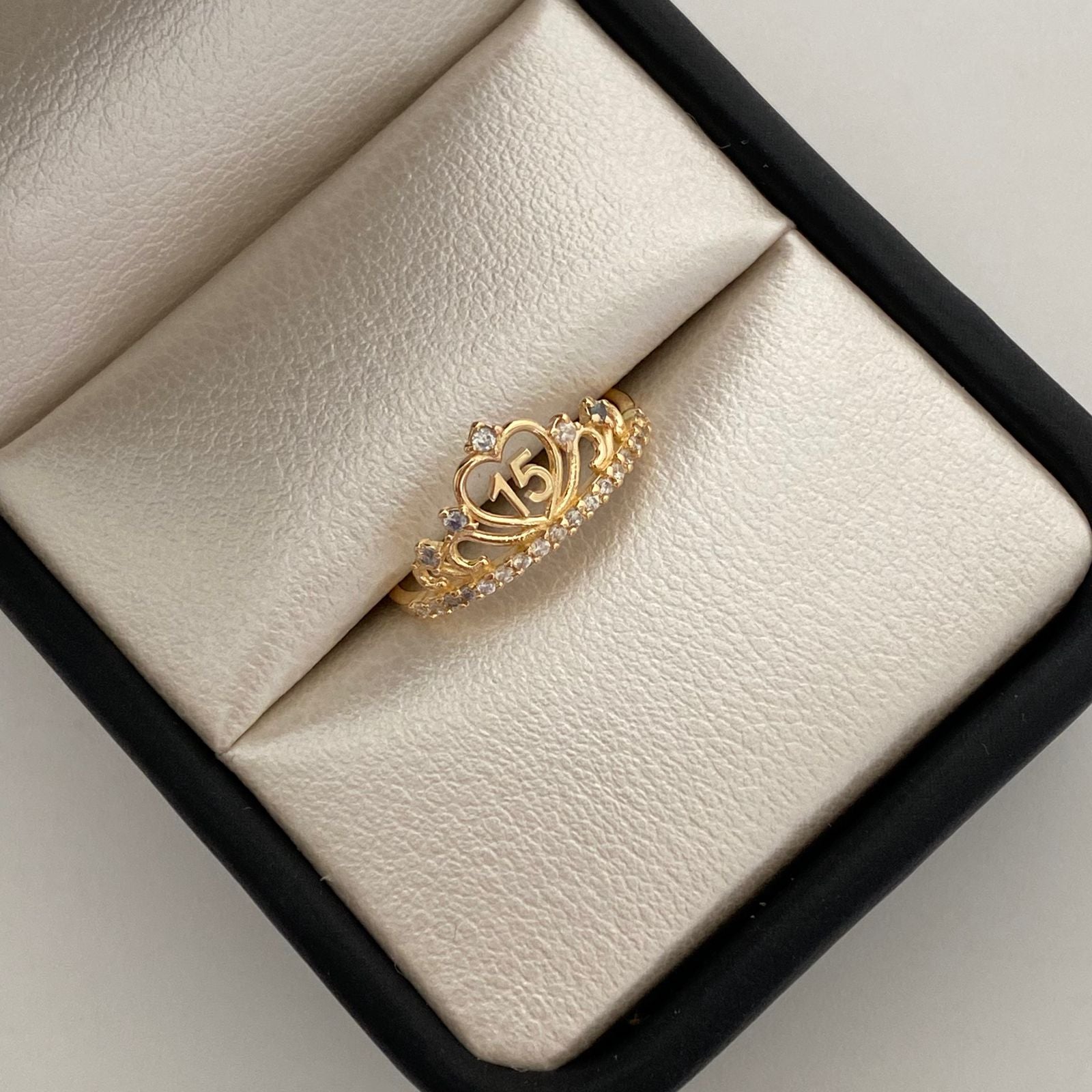 Anillo 15 casting Blanco Oro amarillo 18k / Talla 5 / 1,25 Gr