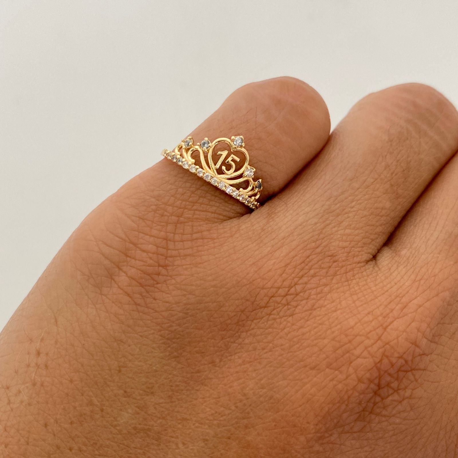 Anillo 15 casting Blanco Oro amarillo 18k / Talla 5 / 1,25 Gr