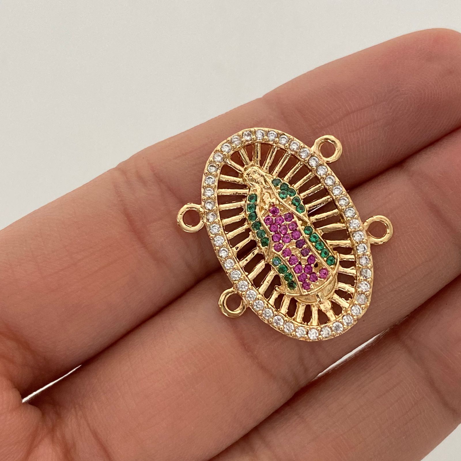 Herraje Virgen de Guadalupe Casting Oro amarillo 18k 3,8 Gr / 2,6 Cm