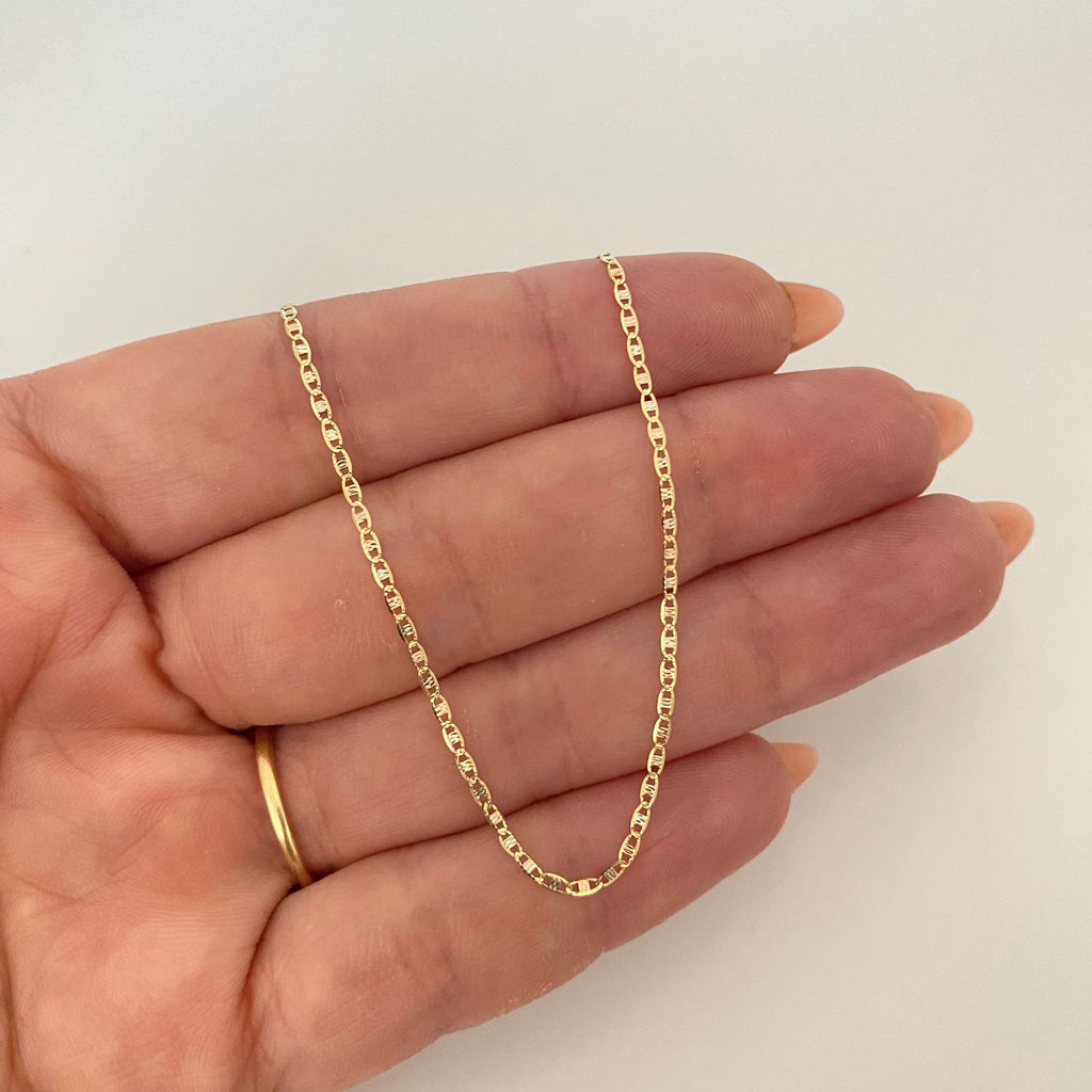 Cadena It Plana Diamantada Tres oros 18k 1,45 Gr / 1,3 mm / 50 Cm
