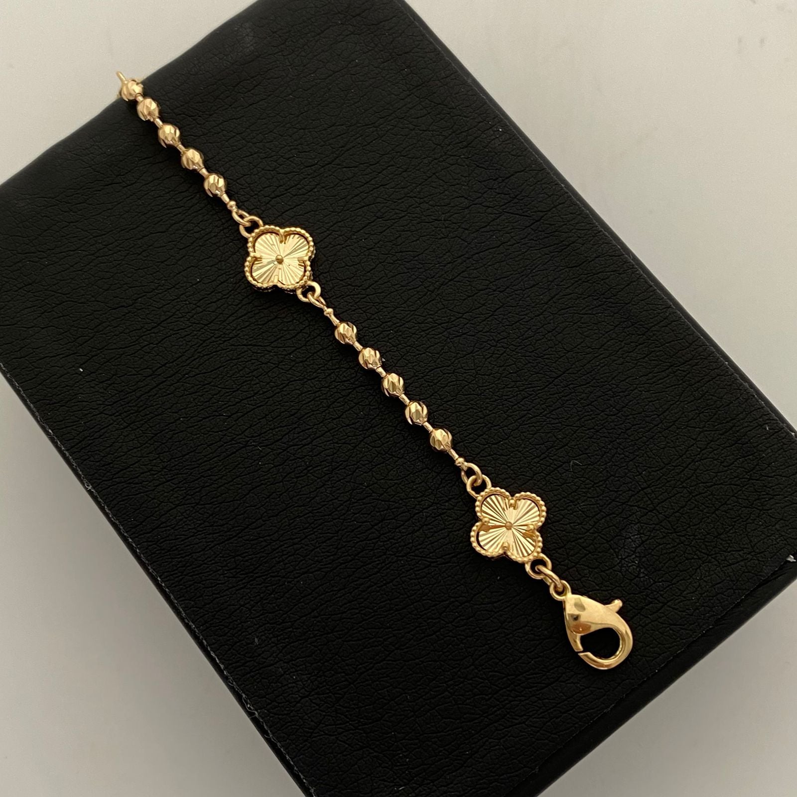 Pulso It Militar Trebol Diamantado Oro amarillo 18k +3 / 7,5 Gr / 3 mm / 18,2 Cm
