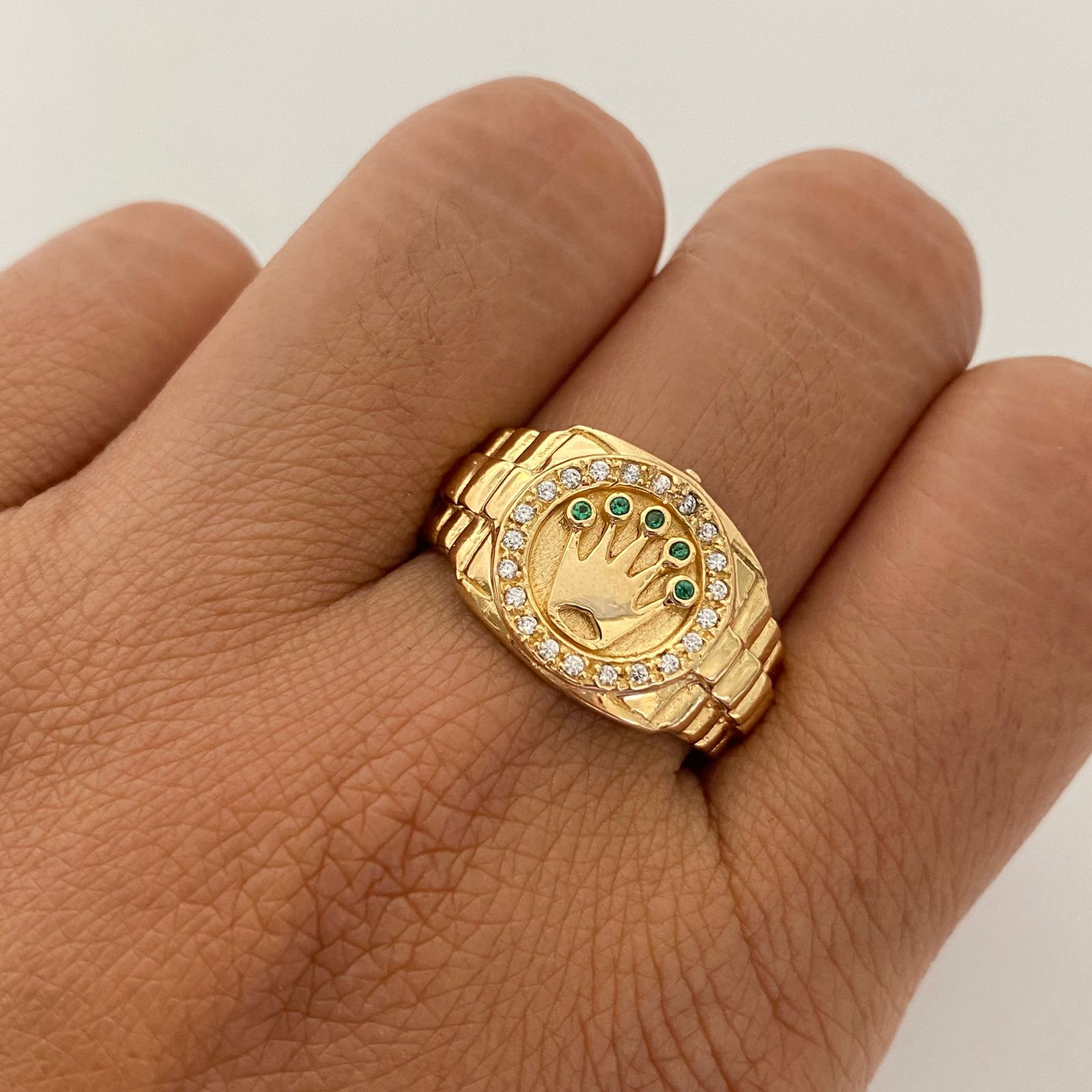 Anillo Rx casting Verde Oro amarillo 18k / Talla 10 / 7,25 Gr / 6,3 mm