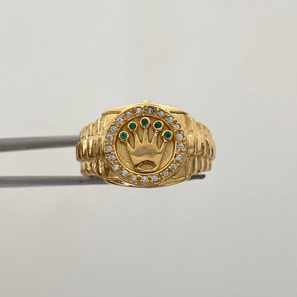 Anillo Rx casting Verde Oro amarillo 18k / Talla 10 / 7,25 Gr / 6,3 mm