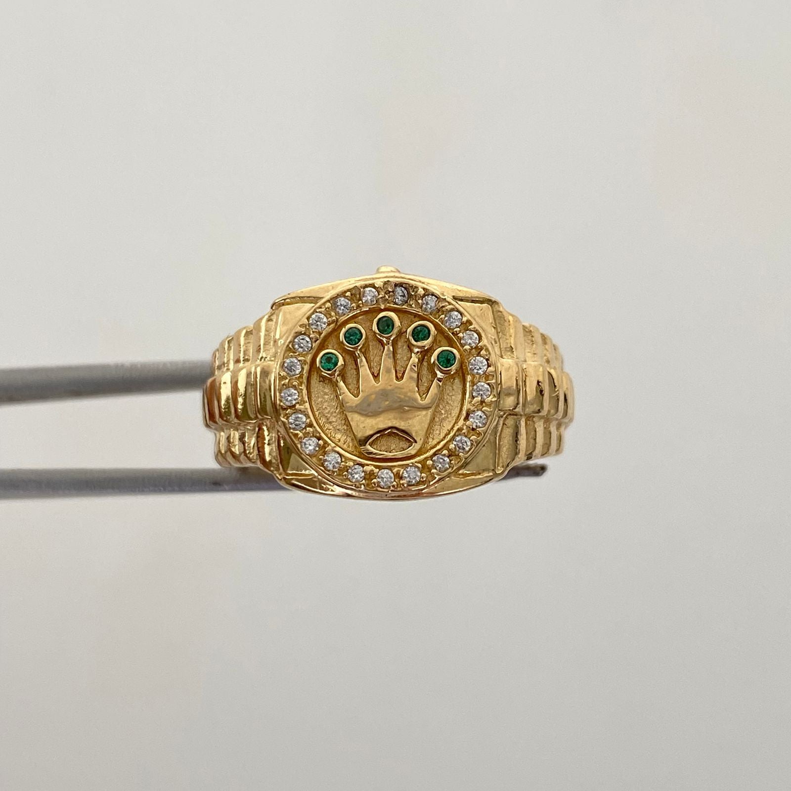 Anillo Rx casting Verde Oro amarillo 18k / Talla 10 / 7,25 Gr / 6,3 mm