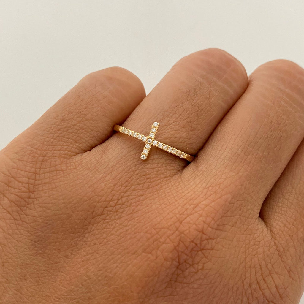 Anillo Cruz Casting Oro amarillo 18k / Talla 6 1/2 / 1,7 Gr / 1,6 mm