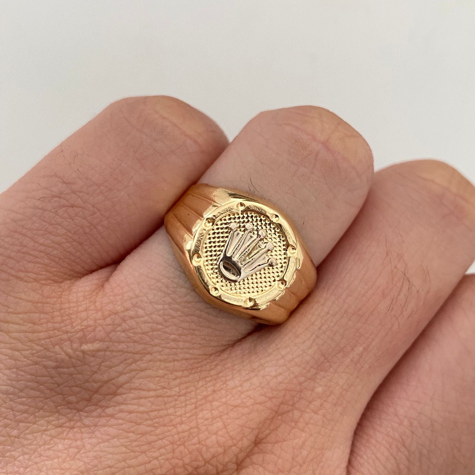 Anillo Corona rx Oro amarillo y Oro blanco 18k / Talla 9 1/2 / 3,05 Gr / 4,1 mm