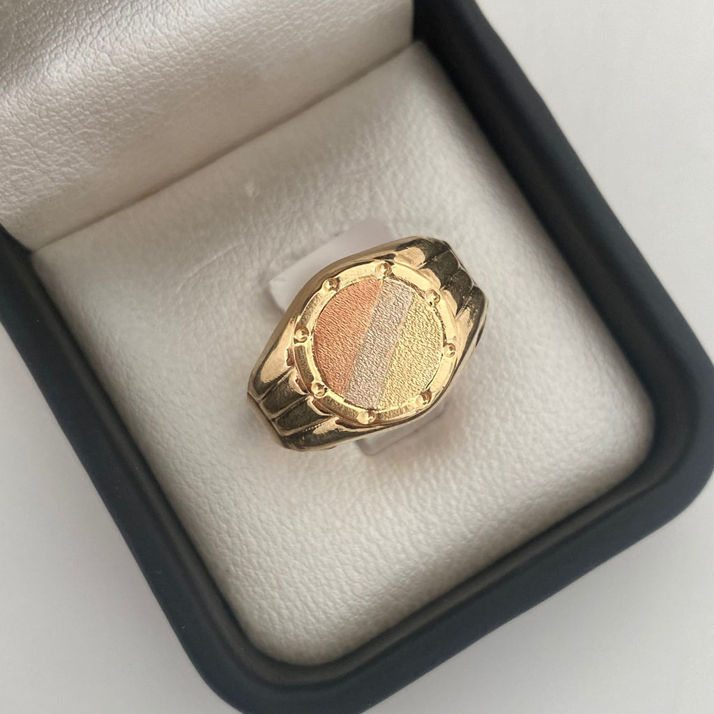 Anillo Mate Redondo Tres oros 18k / Talla 10 1/2 / 3,15 Gr / 4,1 mm