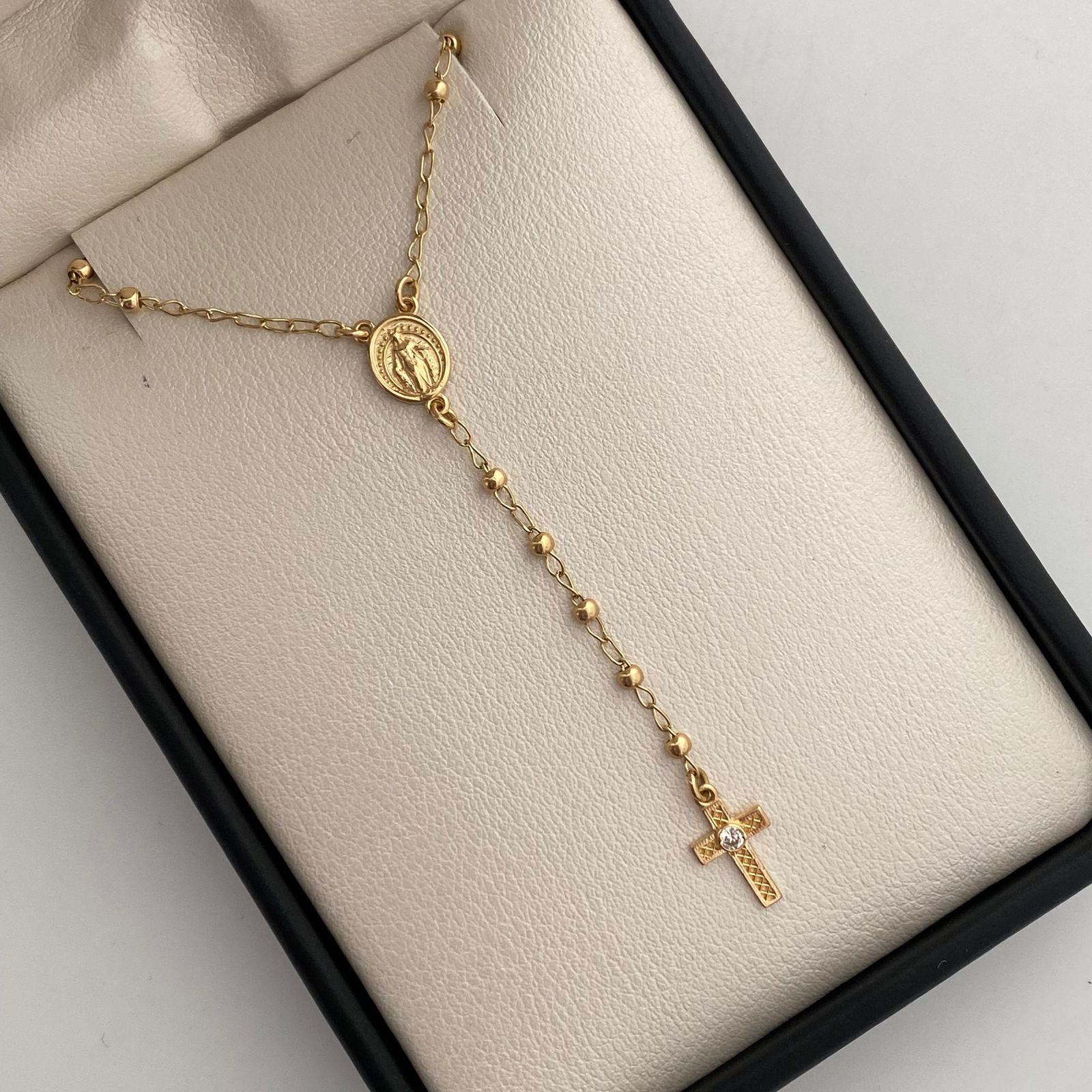 Rosario Virgen Milagrosa Bola lisa 2mm Oro amarillo 18k 4,30 Gr / 55 Cm  Broche 0,30
