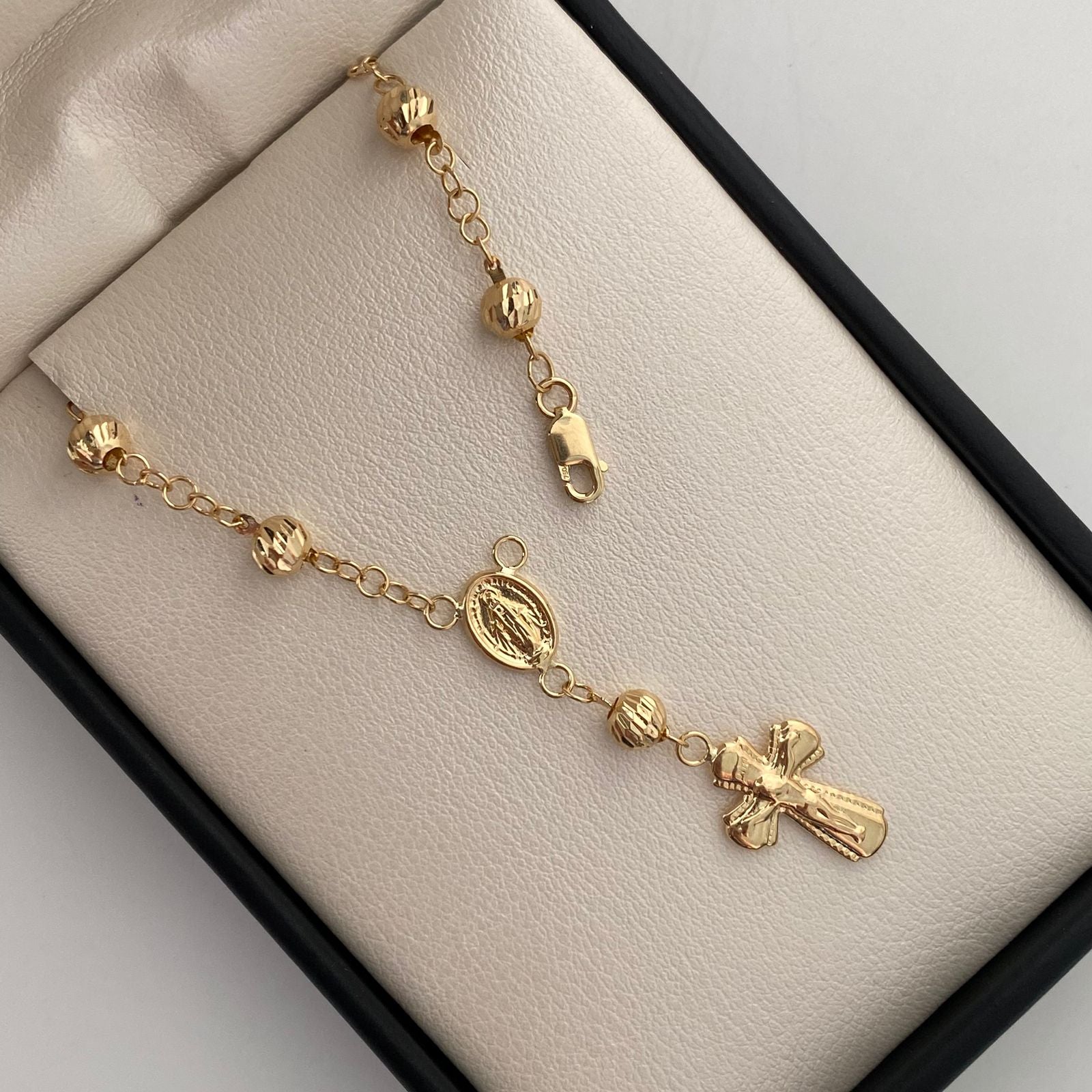 Pulso Denario bola diamantada 5mm Oro amarillo 18k 3,20 Gr / 18,1 Cm  Broche 0,40