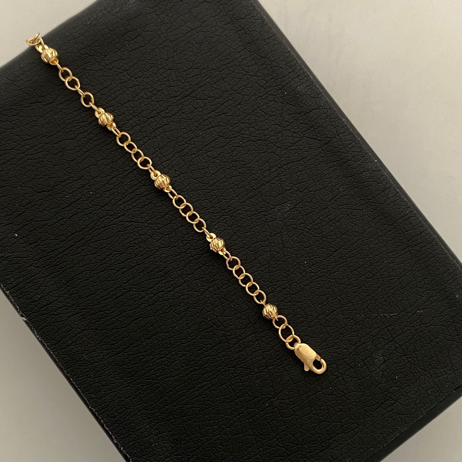 Pulso Denario Bola diamantada 3mm Oro amarillo 18k 2,25 Gr / 17,2 Cm  Broche 0,30
