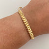 Pulsera tejida Cilindros Diamantados Hilo Beige Oro amarillo 18k 2 Gr