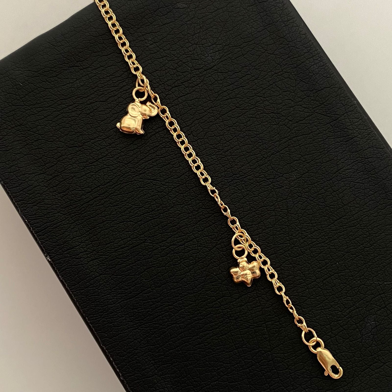 Tobillera Aro seguido dijes Animales Oro amarillo 18k 3,60 Gr / 2,3 mm / 25,5 Cm Broche 0,30